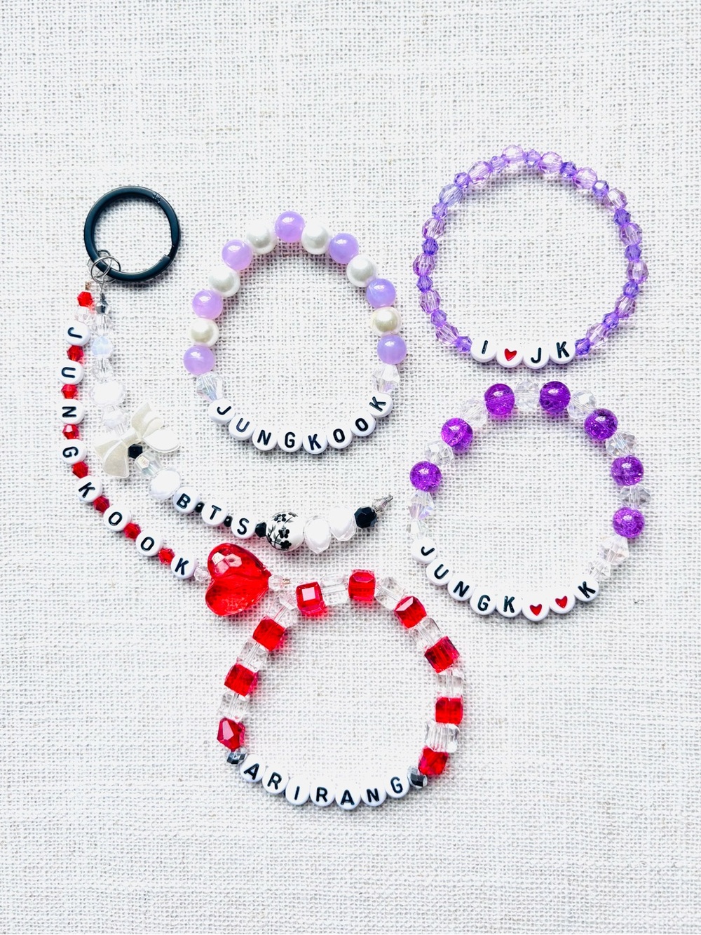 (5pcs) BTS JUNGKOOK BIAS ARIRANG BRACELET KEYCHAIN BUNDLE